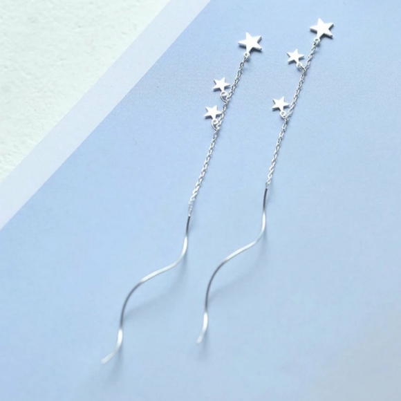 NEW 925 Sterling Silver Swirl Star Earrings - Picture 5 of 6